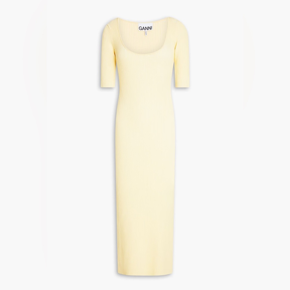 EUC -GANNI Ribbed-knit midi dress